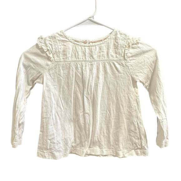 Mini Boden Blouse White Swiss Dot Ruffles Embroidery 100% Cotton Size 4-5Y 110cm - Picture 1 of 7
